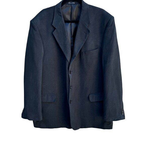 Cezar Del Prado Vintage Mens Silk Black 3 Button Single Breasted Blazer Jacket - Picture 1 of 10